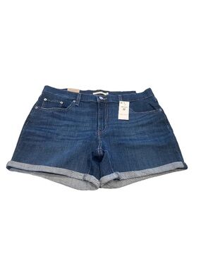 Levi’s Women’s 32 Mid Rise Dark Blue Denim Roll-Cuff Shorts NWT